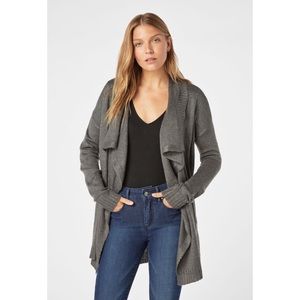 Plus Size Dark Gray Drape Front Knit Cardigan